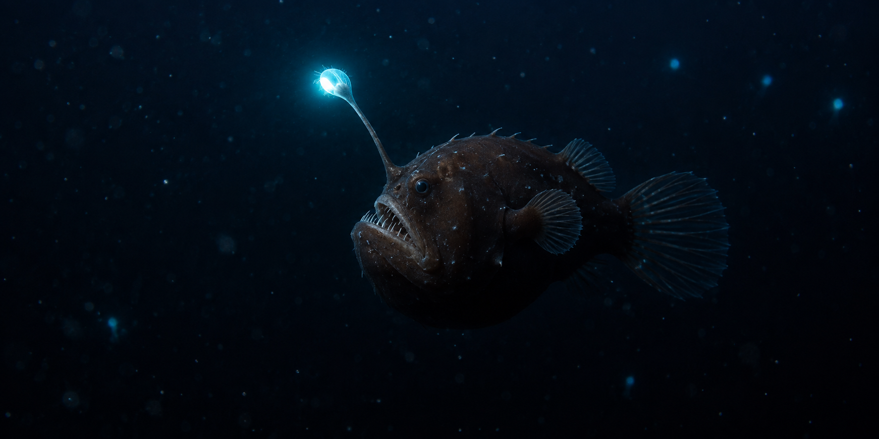 発光するチョウチンアンコウをイメージした深海の魚