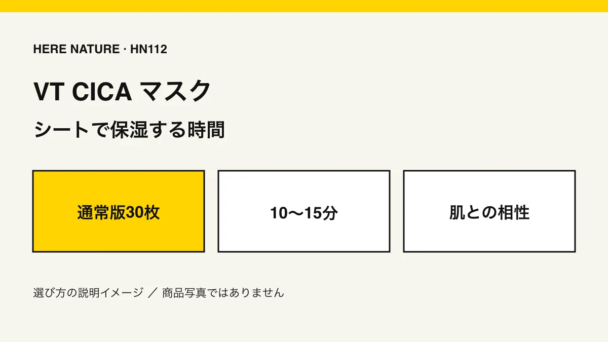 VT CICA通常版30枚の選び方：10〜15分の保湿ケアと肌との相性